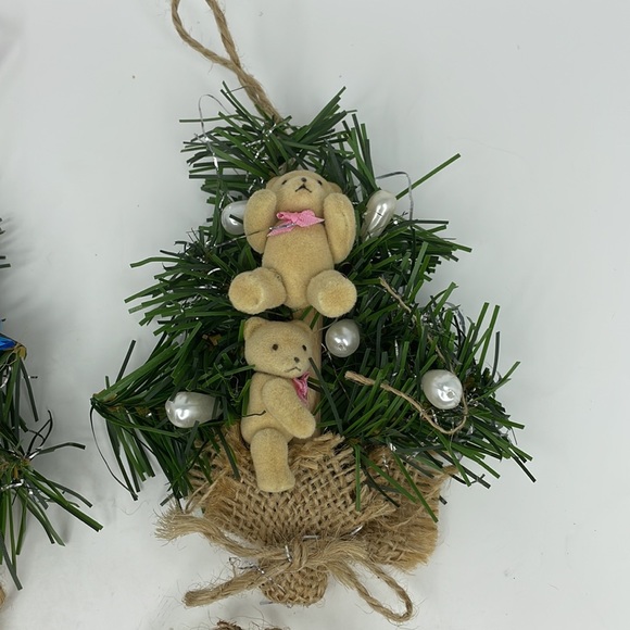 Vintage Handmade  Miniature Teddie Bears Christmas Ornaments - Lot of 6 - Picture 7 of 16
